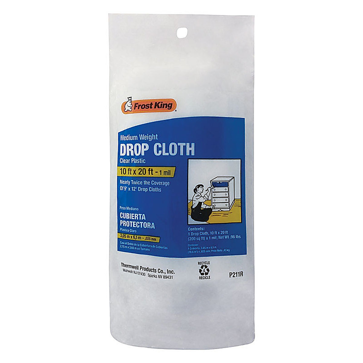 Frost King P211R 10 ft. W x 20 ft. L x 1 mil Plastic Drop Cloth 1/Pack