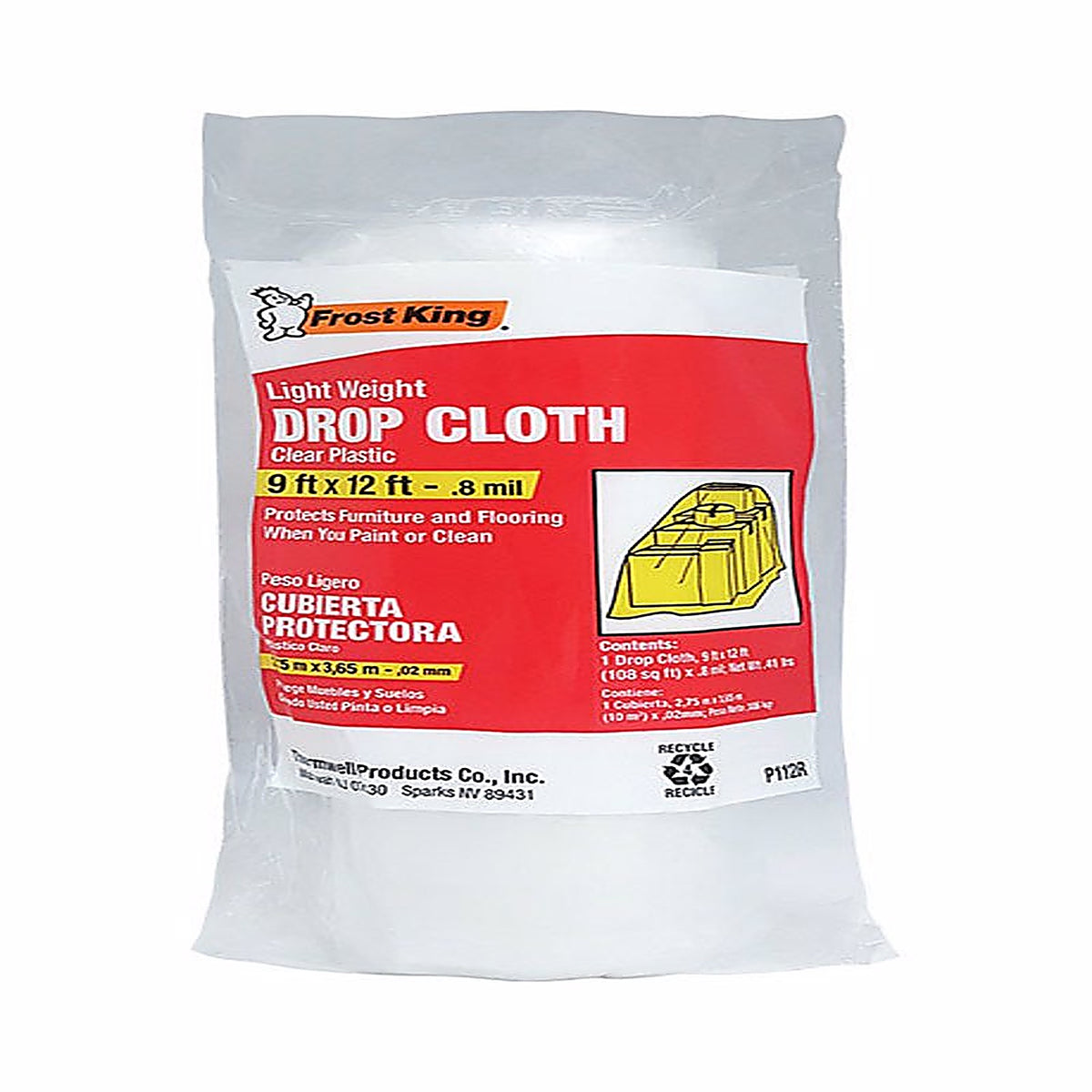 Frost King P112R 9 ft. W x 12 ft. L x 0.8 mil Plastic Drop Cloth 1/Pack