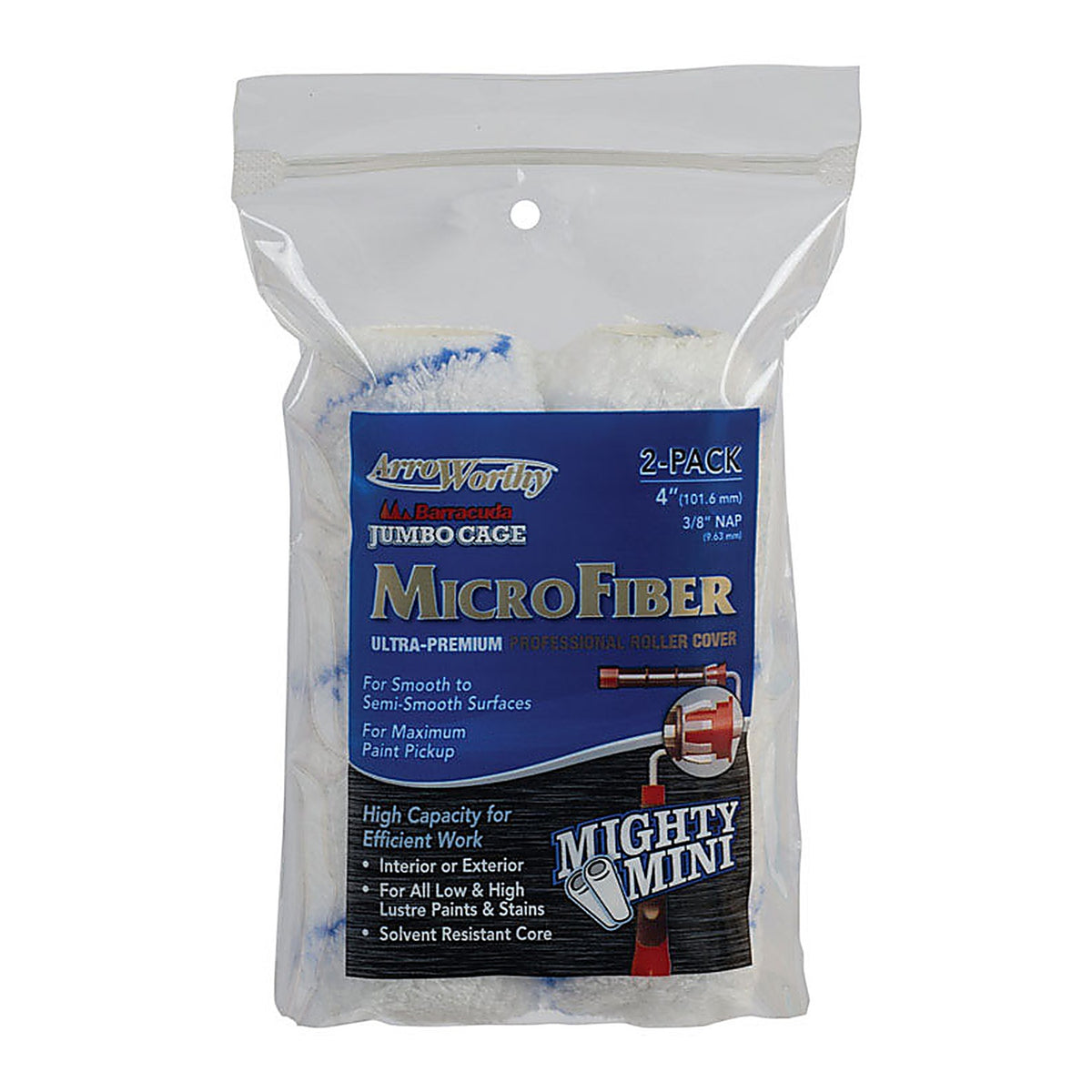 Arroworthy 4-MFR3JCT P Microfiber 4 in. W x 3/8 in. Jumbo Paint Roller Cover 2/Pack