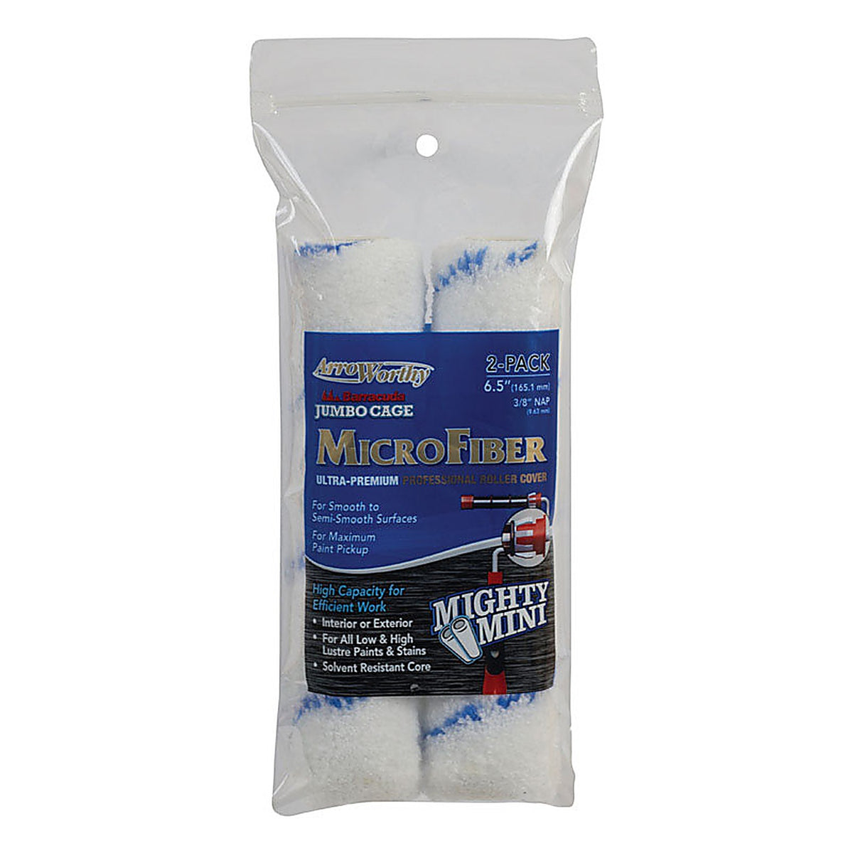 Arroworthy 6.5-MFR3JCT P Microfiber 6.5 in. W x 3/8 in. Jumbo Paint Roller Cover 2/Pack