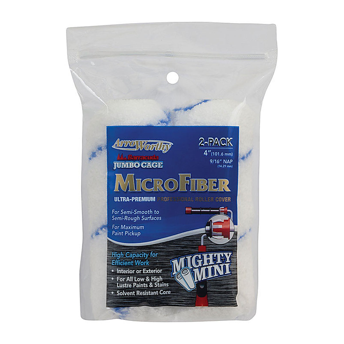 Arroworthy 4-MFR4JCT P Barracuda Microfiber 4 in. W x 9/16 in. Jumbo Paint Roller Cover 2/Pack