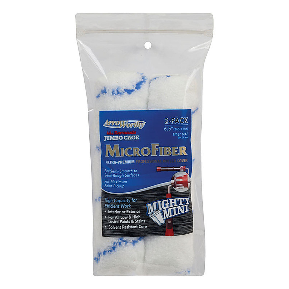 Arroworthy 6.5-MFR4JCT P Barracuda Microfiber 6.5 in. W x 9/16 in. Paint Roller Cover 2/Pack