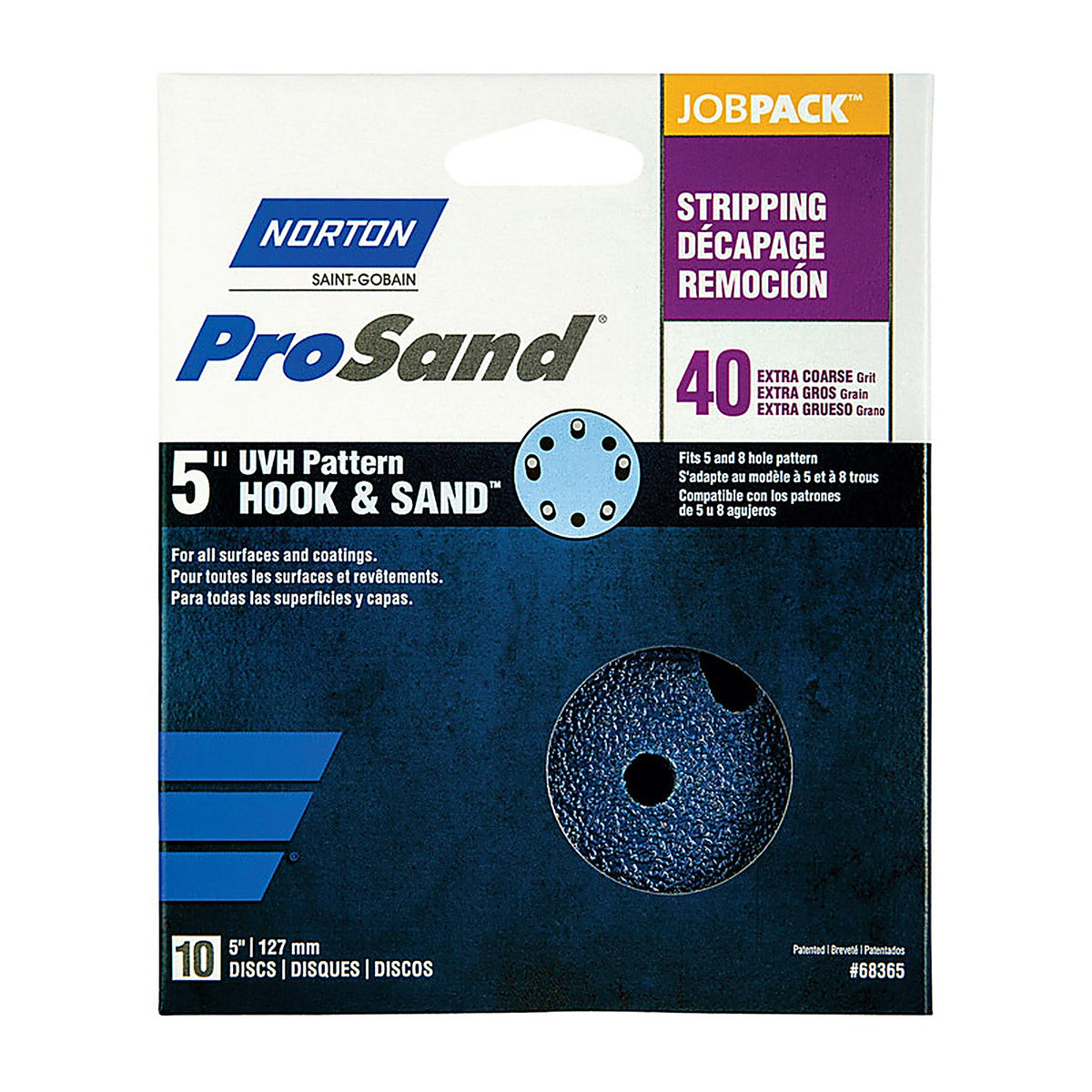 Norton 7660768365 ProSand 5 in. Zirconia Alumina Hook and Loop H831 Sanding Disc 40 Grit Extra Coarse 10/Pack
