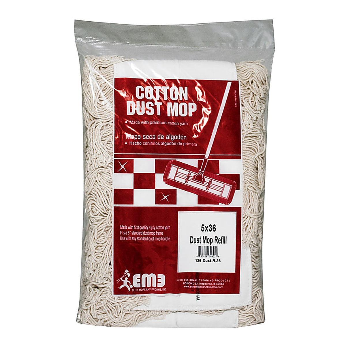 Elite 126-DUST-R-36 36 in. W Dust 4-Ply Cotton Mop Refill 1/Pack