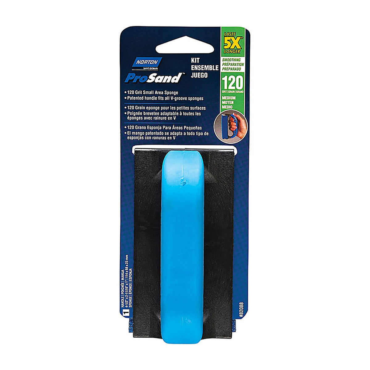 Norton 7660782088 ProSand 4.5 in. L x 2.69 in. W x 1 in. 120 Grit Medium Small Area Sanding Sponge