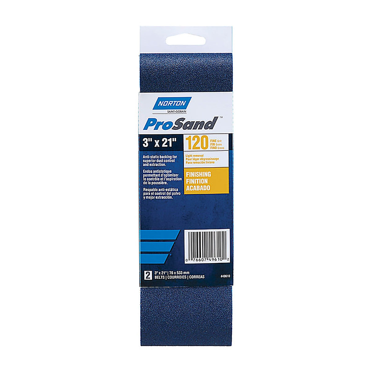 Norton 7660702225 ProSand 21 in. L x 3 in. W Zirconia Alumina Cloth Portable Sanding Belt 120 Grit Medium