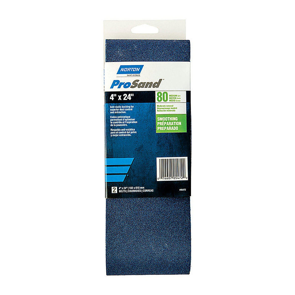 Norton 7660705472 ProSand 24 in. L x 4 in. W Zirconia Alumina Cloth Portable Sanding Belt 80 Grit Coarse 2/Pack