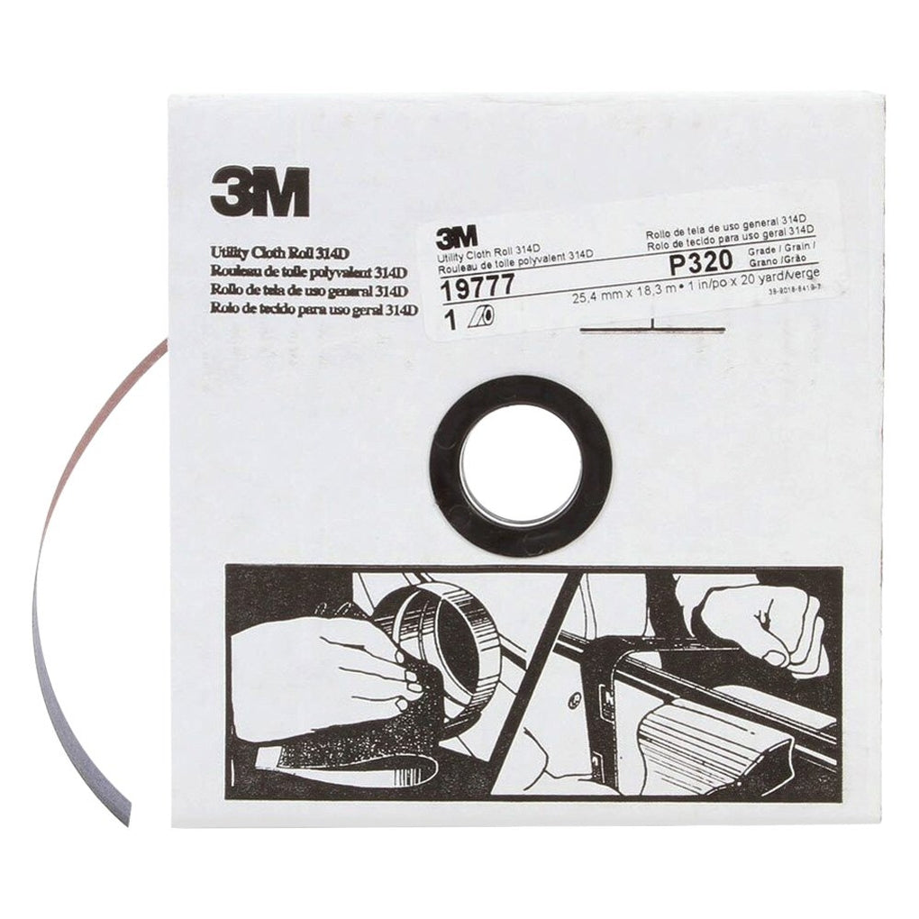 3M 19777 Utility Cloth Roll 314D, 1 in x 20 yard, P320 Grit