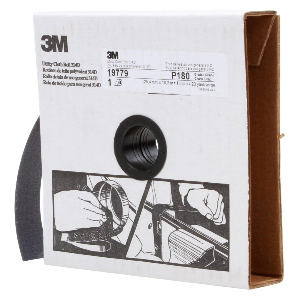 3M 19779 Utility Cloth Roll 314D, 1 in x 20 yard, P180 Grit