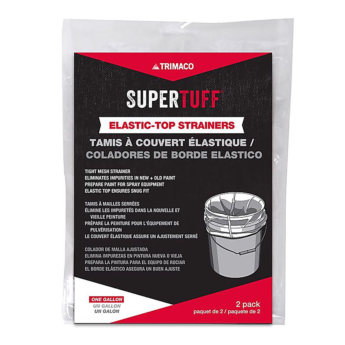 Triamco 11522/12 SuperTuff White Nylon Mesh Elastic Top Paint Strainer