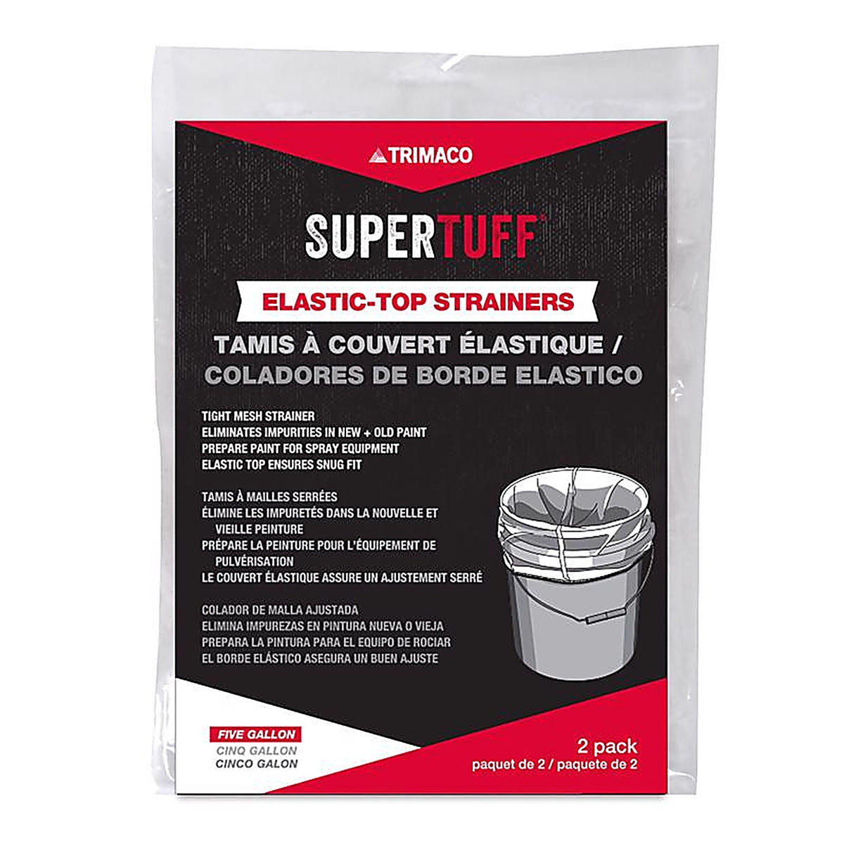 Triamco 11523/12 SuperTuff White Nylon Mesh Elastic Top Paint Strainer