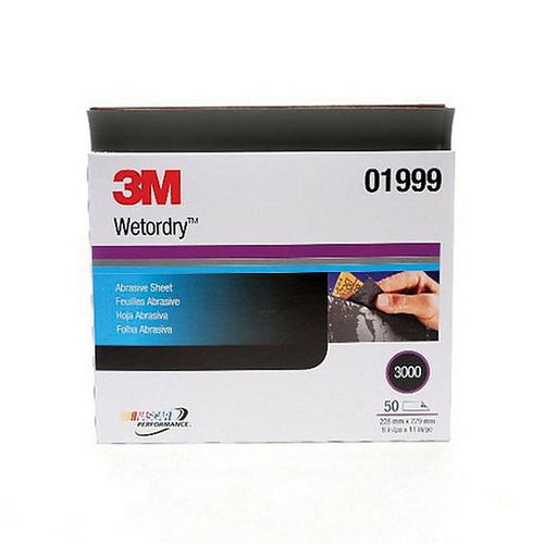 3M 01999 Wetordry Abrasive Sheet, 9 in x 11 in, 3000G