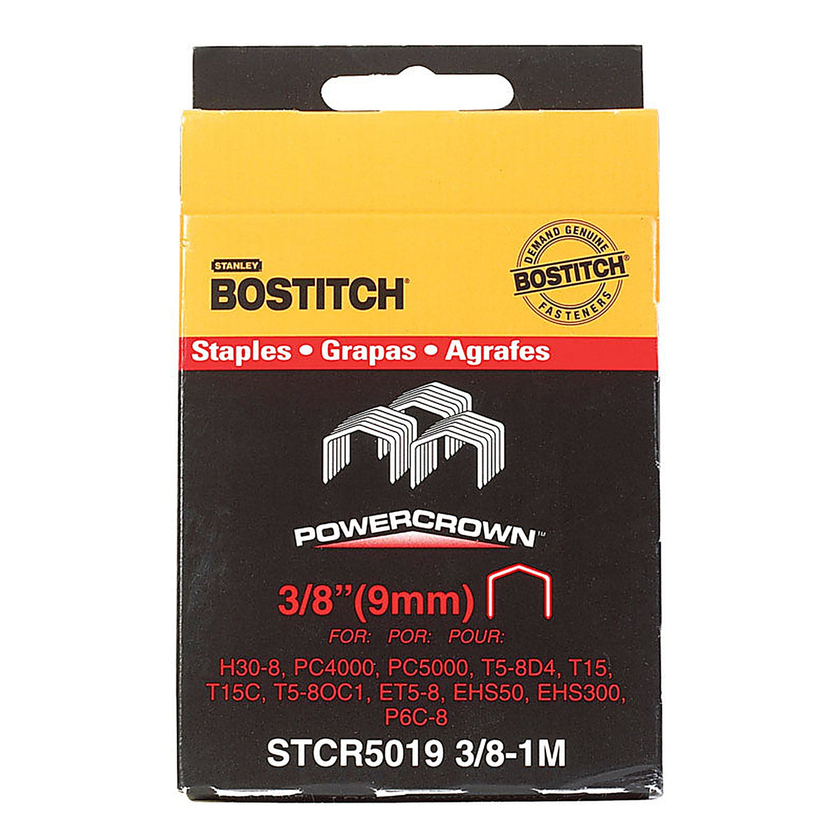 Stanley Bostitch STCR50193/8-1M PowerCrown 7/16 in. W x 3/8 in. L 18 Ga. Wide Crown Staples 1000/Pack
