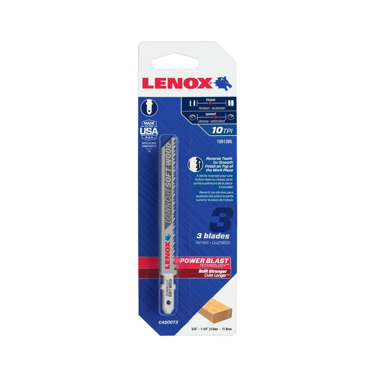 Lenox 1991386 4 in. Metal T-Shank Down Cut Jig Saw Blade 10 TPI 3/Pack