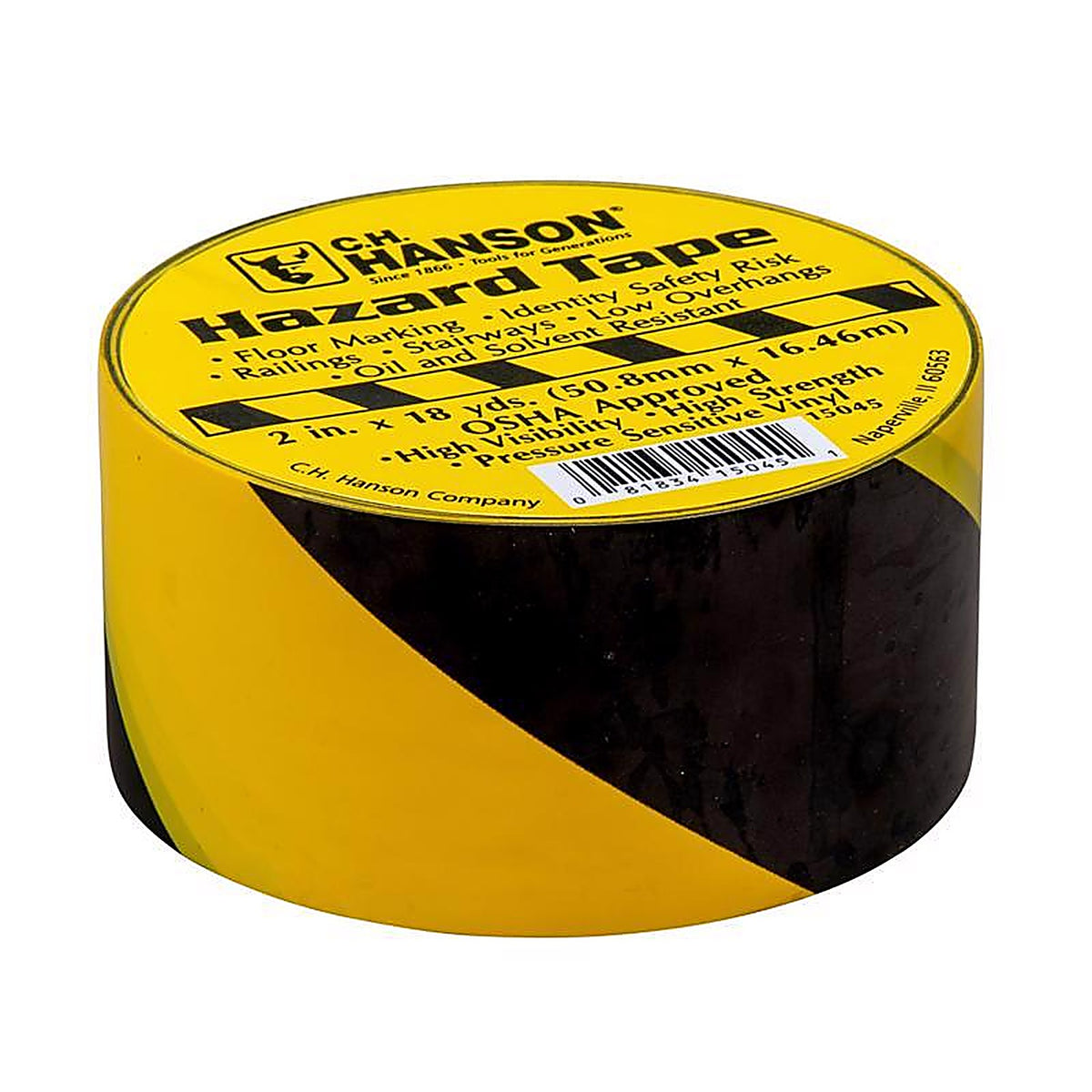 C.H. Hanson 15045 54 ft. L x 2 in. W Plastic Stripe Floor Marking Tape Black/Yellow