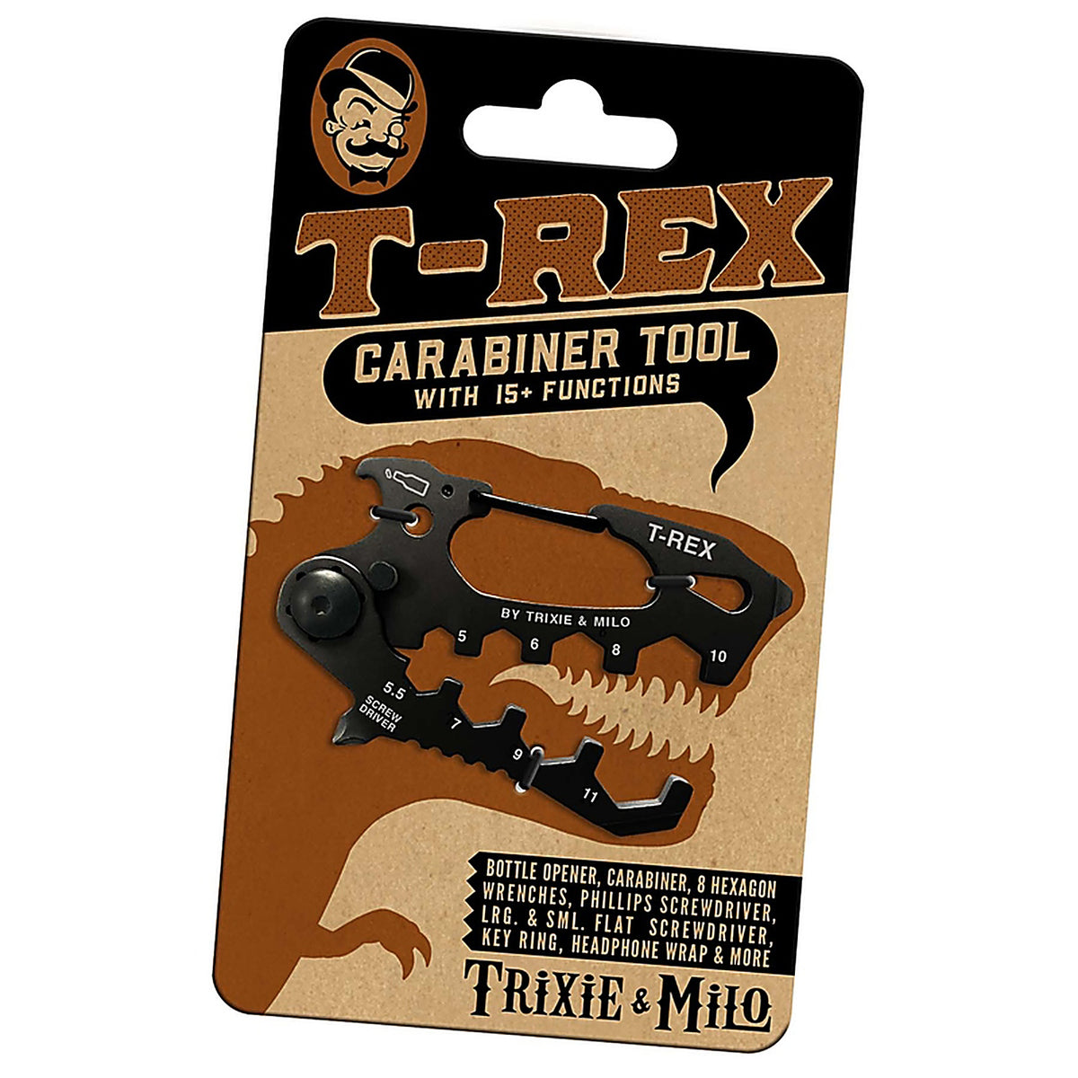 Trixie and Milo TOOL-TREX T-Rex Carabiner Multi-Tool Black 1/pc.