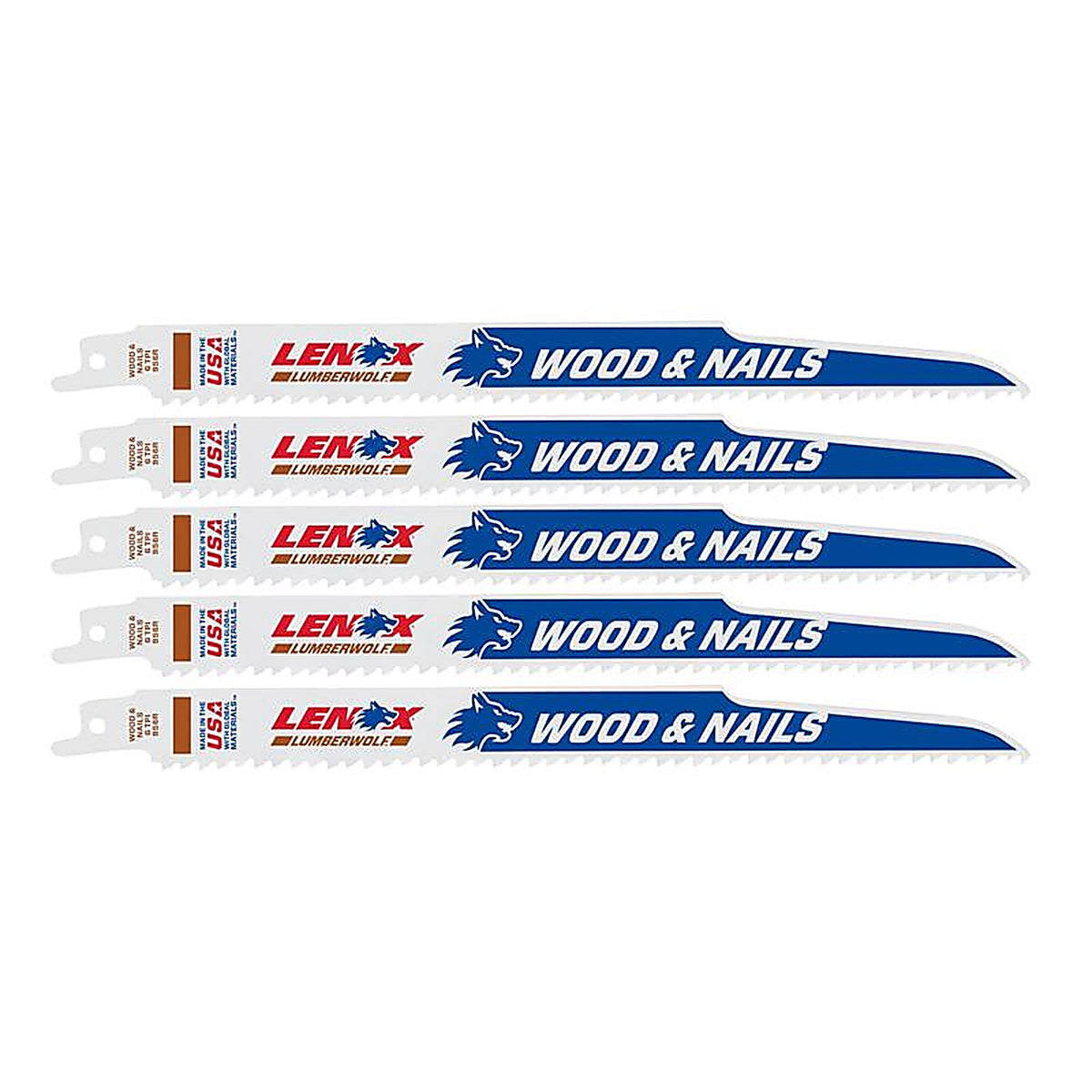 Lenox 20582956R 9 in. Bi-Metal Reciprocating Saw Blade 6 TPI 5/Pack