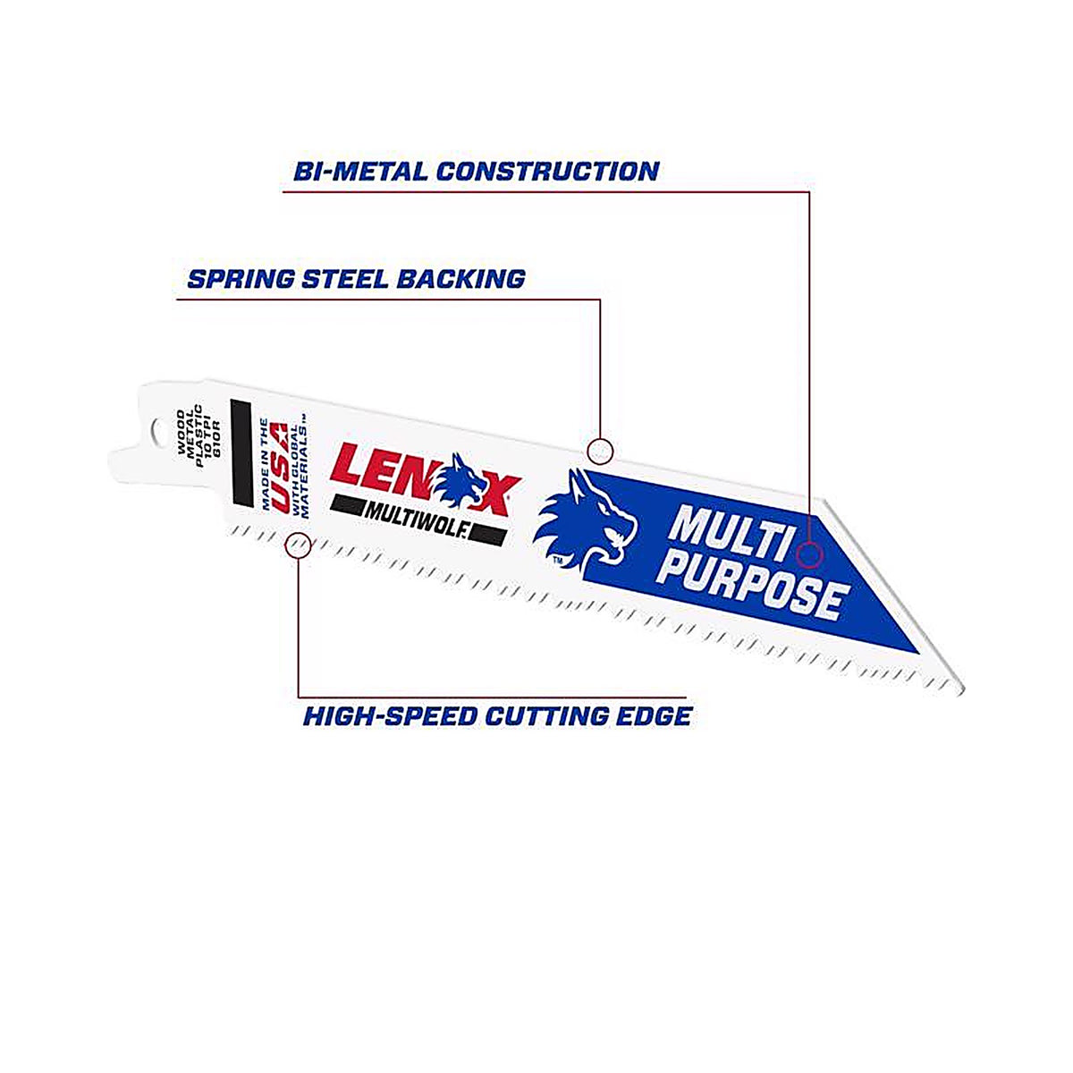 Lenox 20561S610R 6 in. Bi-Metal Reciprocating Saw Blade 10 TPI 1/Pack