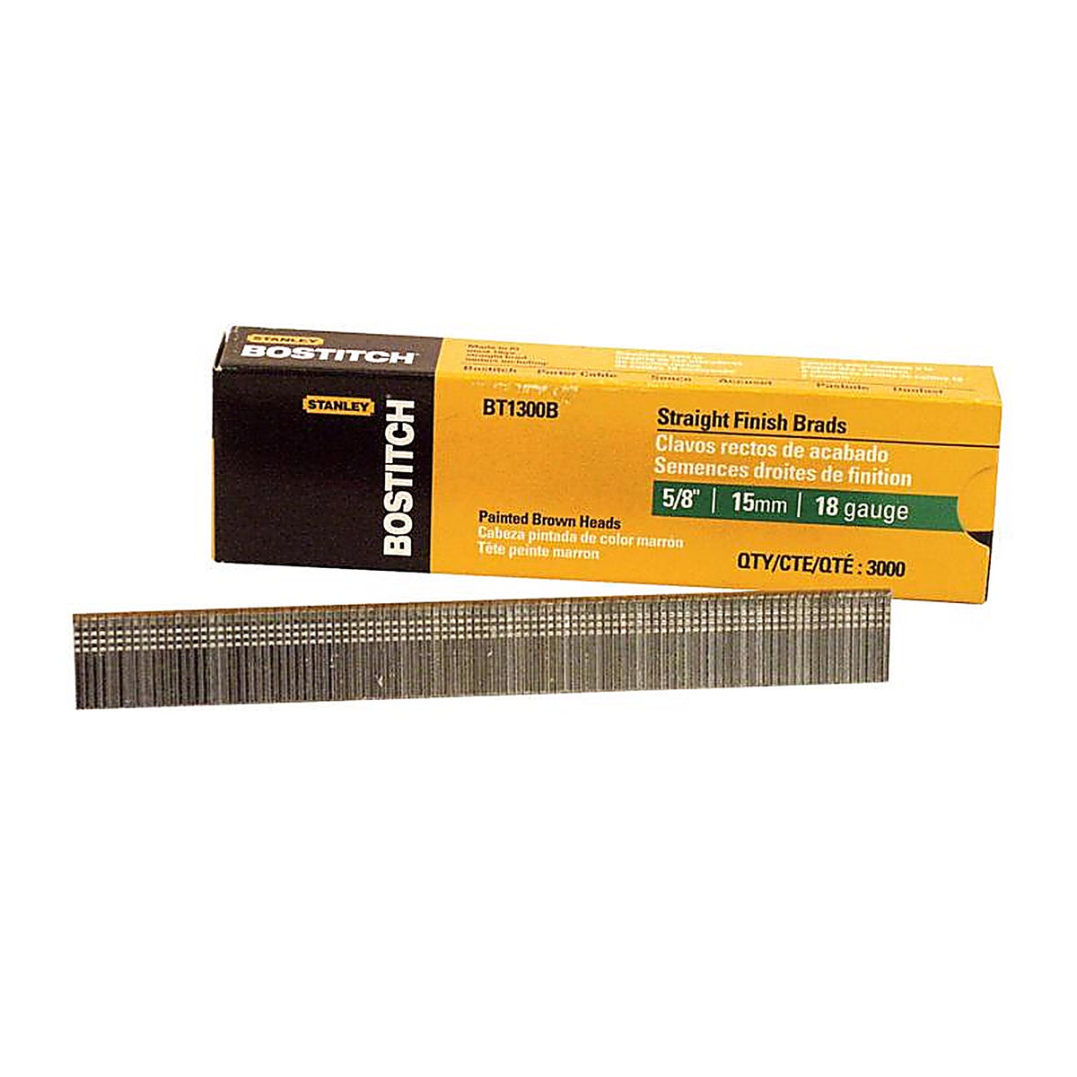 Stanley Bostitch BT1303B 3/4 in. 18 Ga. Straight Strip Brad Nails Smooth Shank 3000/Pack