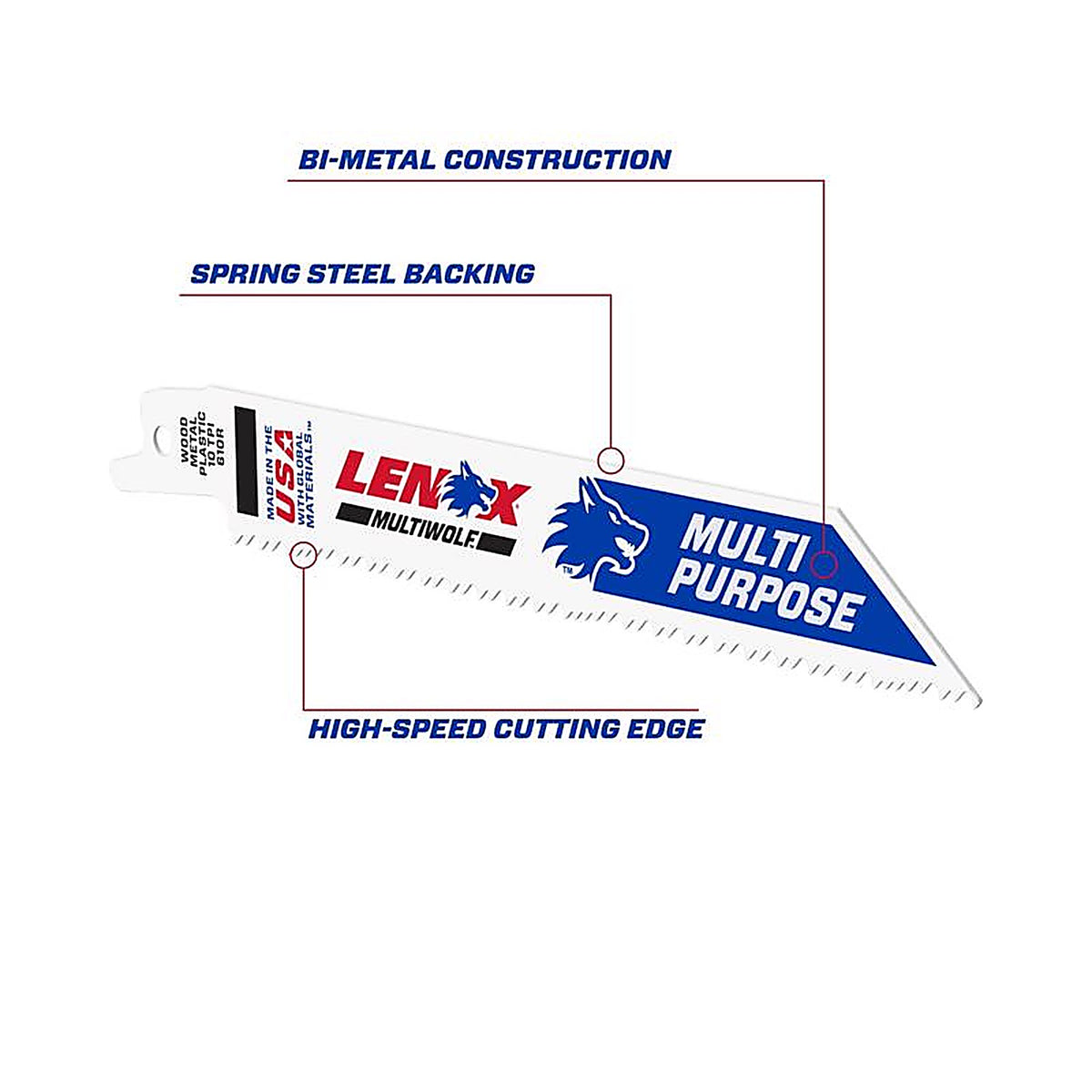 Lenox 20493B610R 6 in. Cobalt Bi-Metal Reciprocating Saw Blade 10 TPI 25/Pack