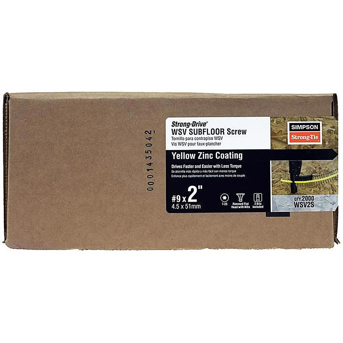 Simpson Strong-Tie WSV2S Strong-Drive No. 9 x 2 in. L T25 Yellow Zinc WSV Subfloor Screws 1/Pack