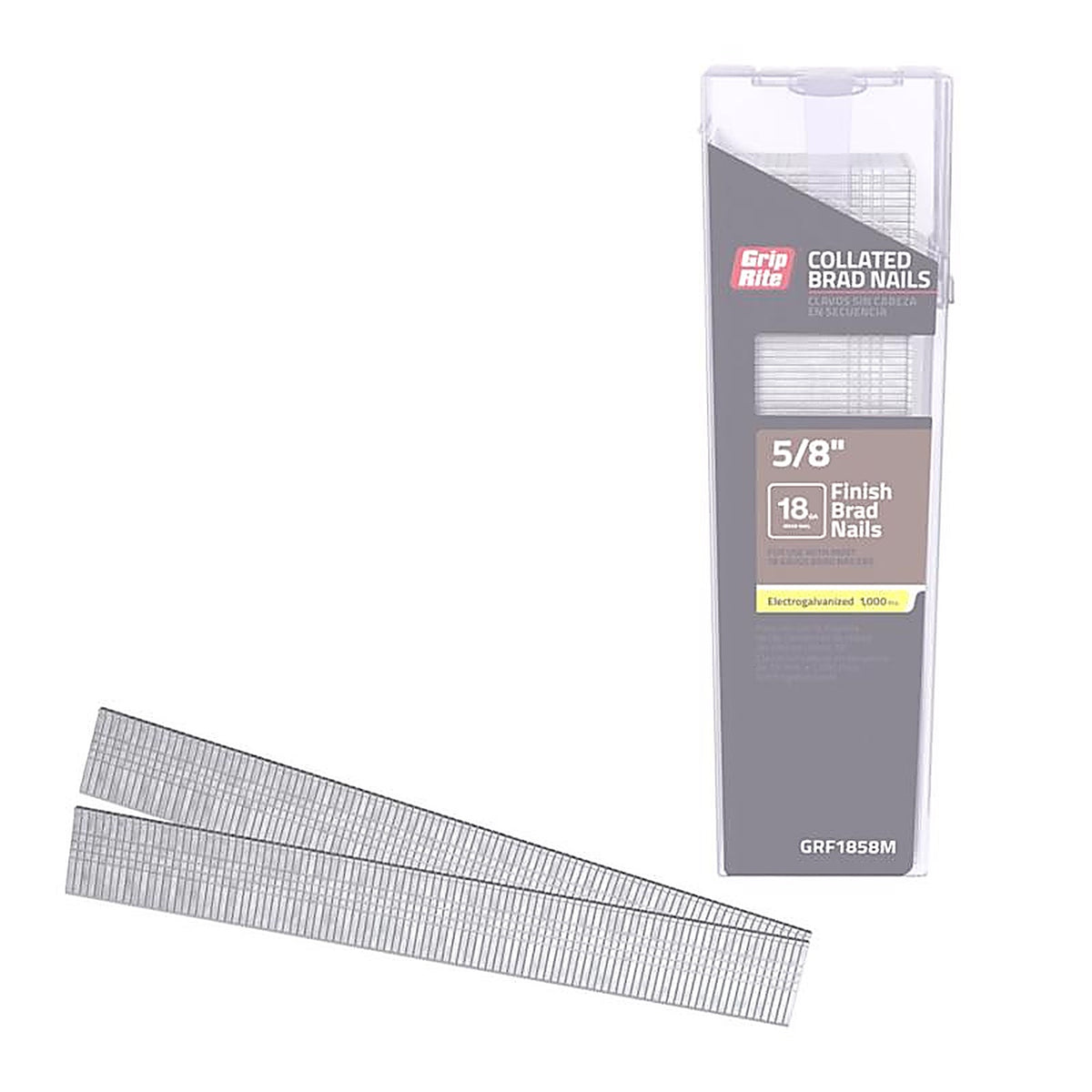 Grip-Rite GRF1858M 5/8 in. 18 Ga. Straight Strip Brad Nails Smooth Shank 1000/Pack