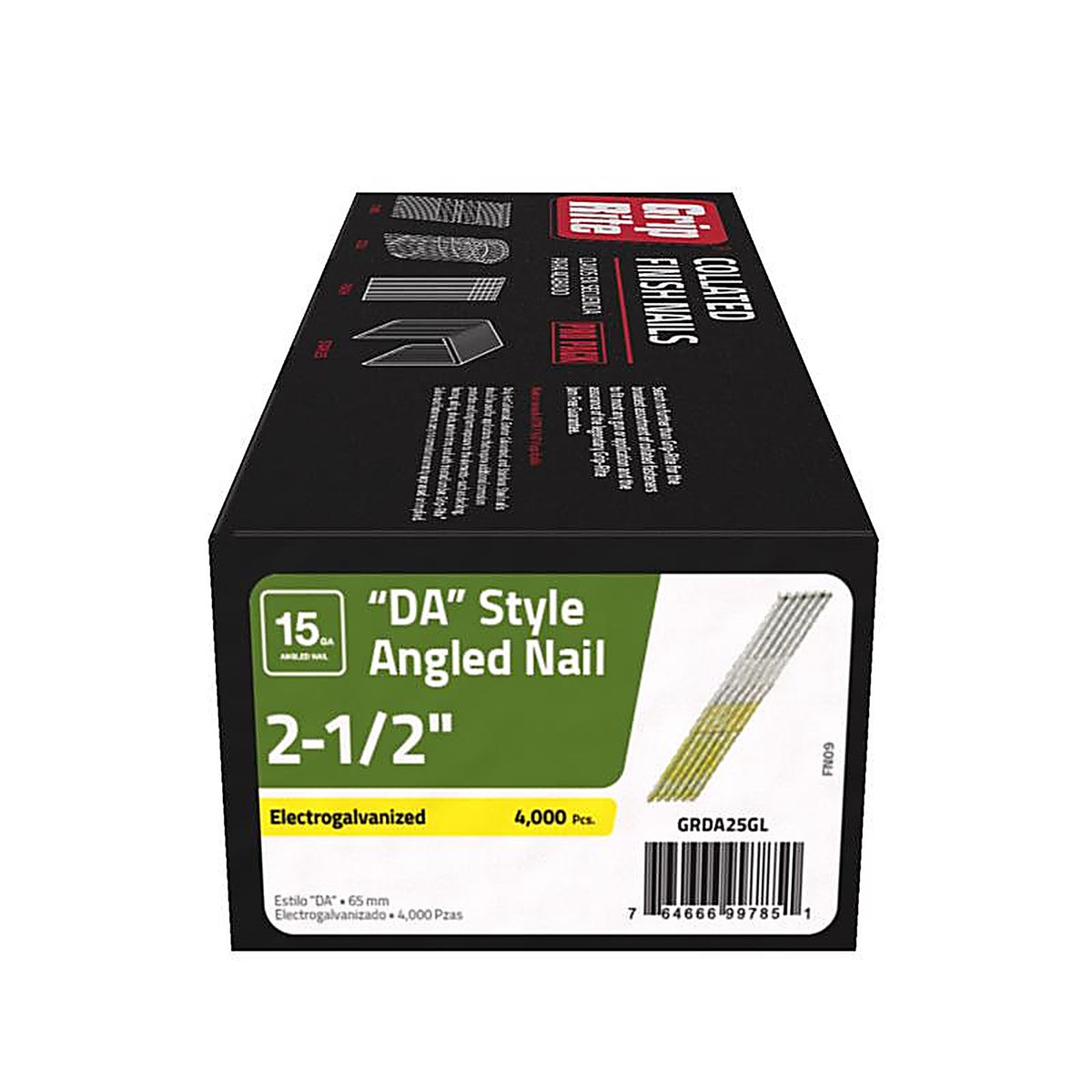 Grip-Rite GRDA25GL 2-1/2 in. 15 Ga. Angled Strip DA Finish Nails Smooth Shank 4000/Pack