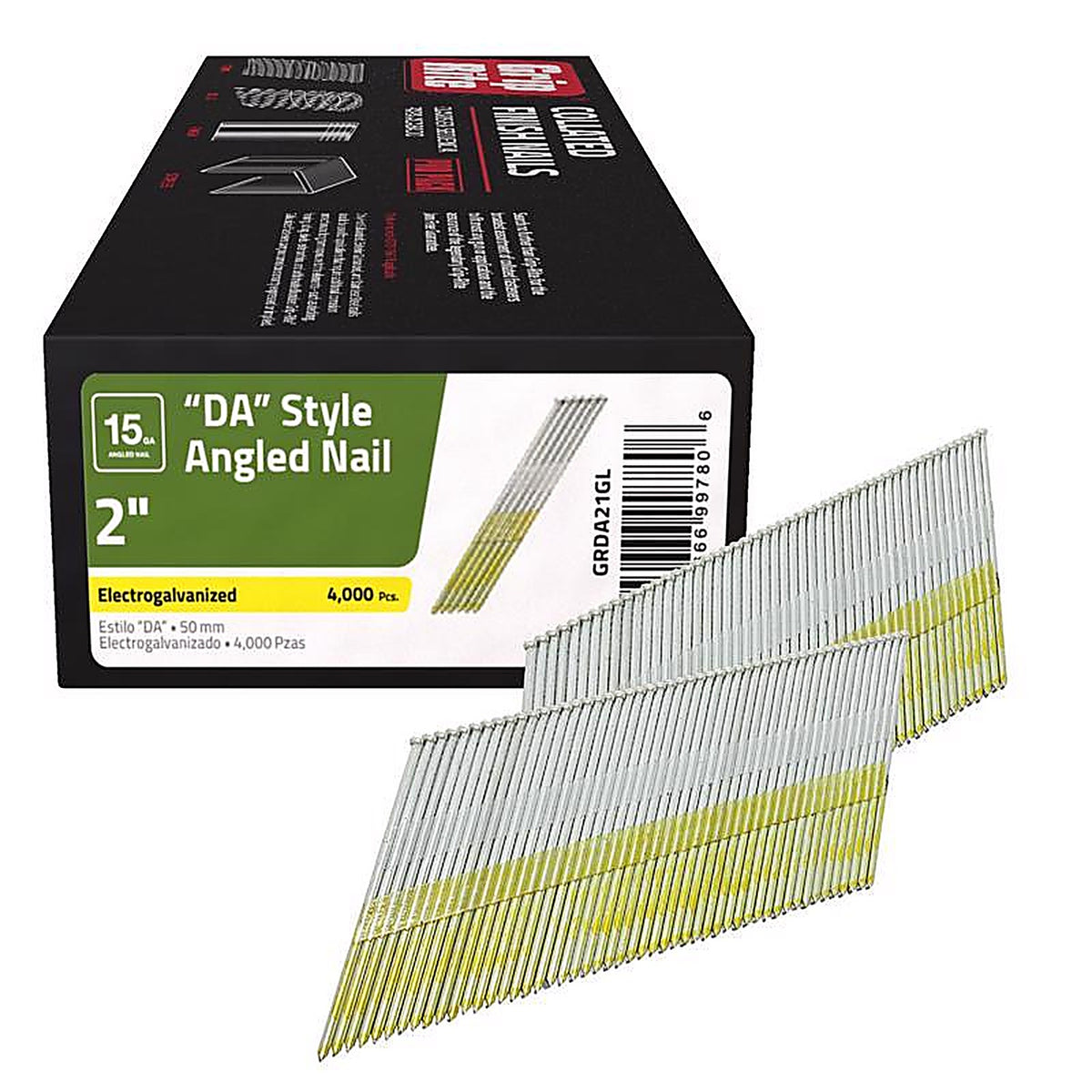 Grip-Rite GRDA21GL 2 in. 15 Ga. Angled Strip DA-Style Finish Nails 34 deg. Smooth Shank 4000/Pack
