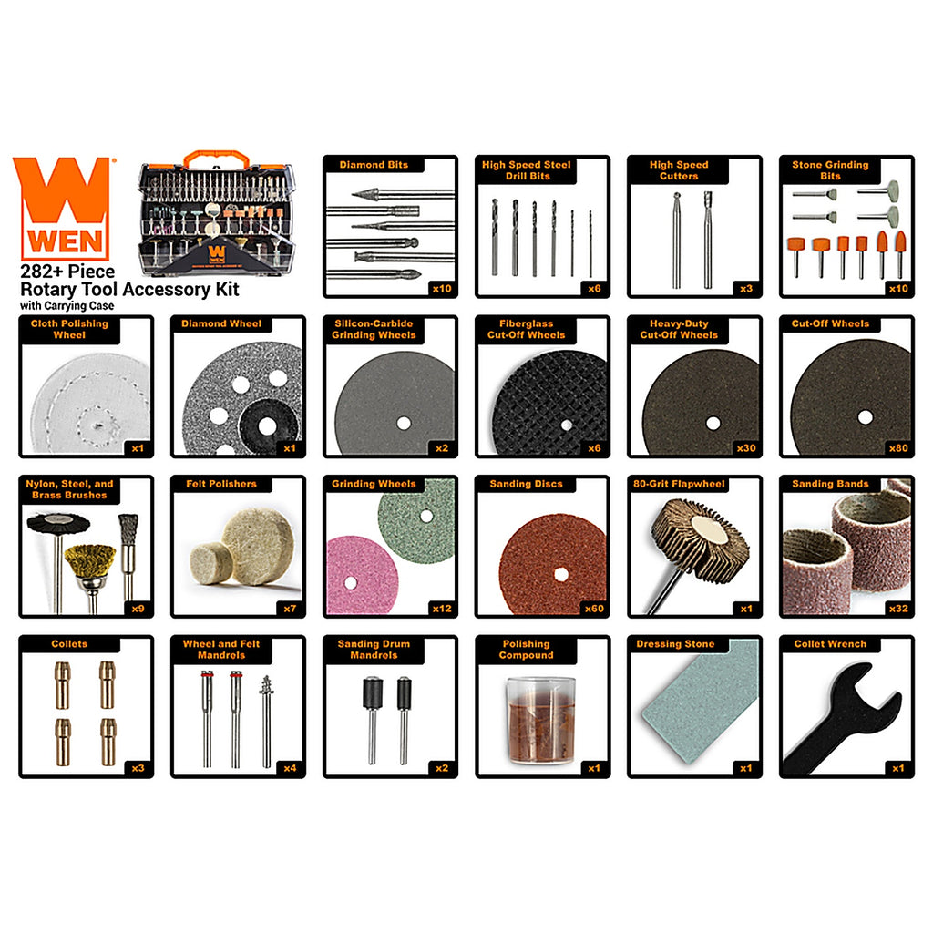 Wen 230282A Rotary Tool Accessory Kit 282/pc.