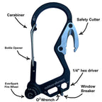 Outdoor Element FEBLK Outdoor Element Fire Escape Black Carabiner Multi Tool