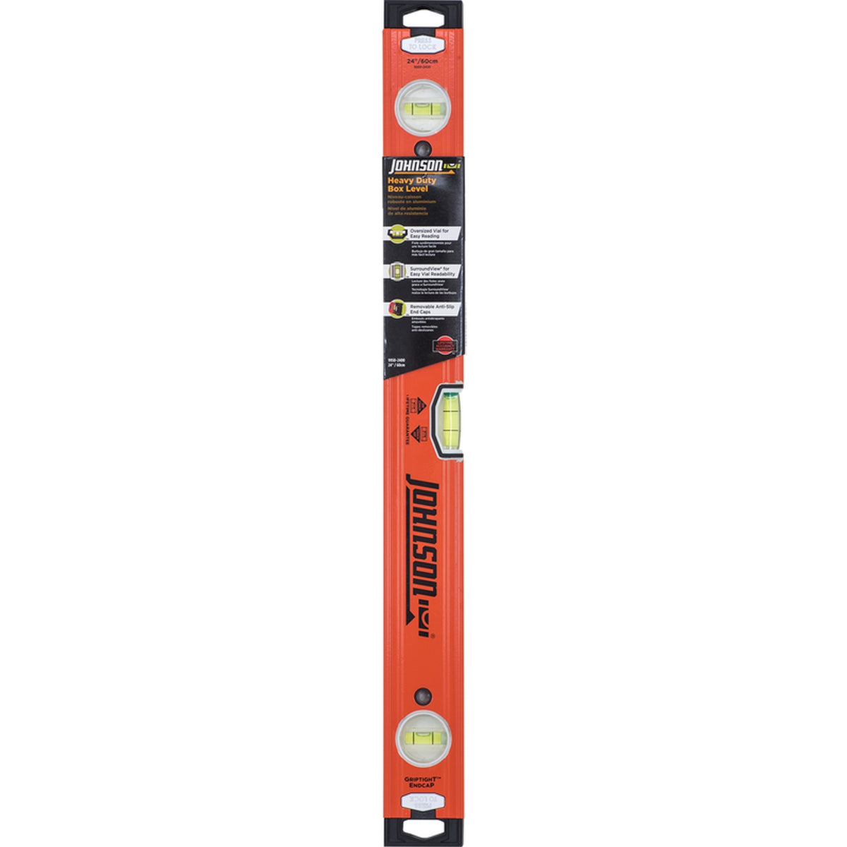Johnson 9950-2400 24 in. Aluminum Heavy Duty Box Level 3 vial