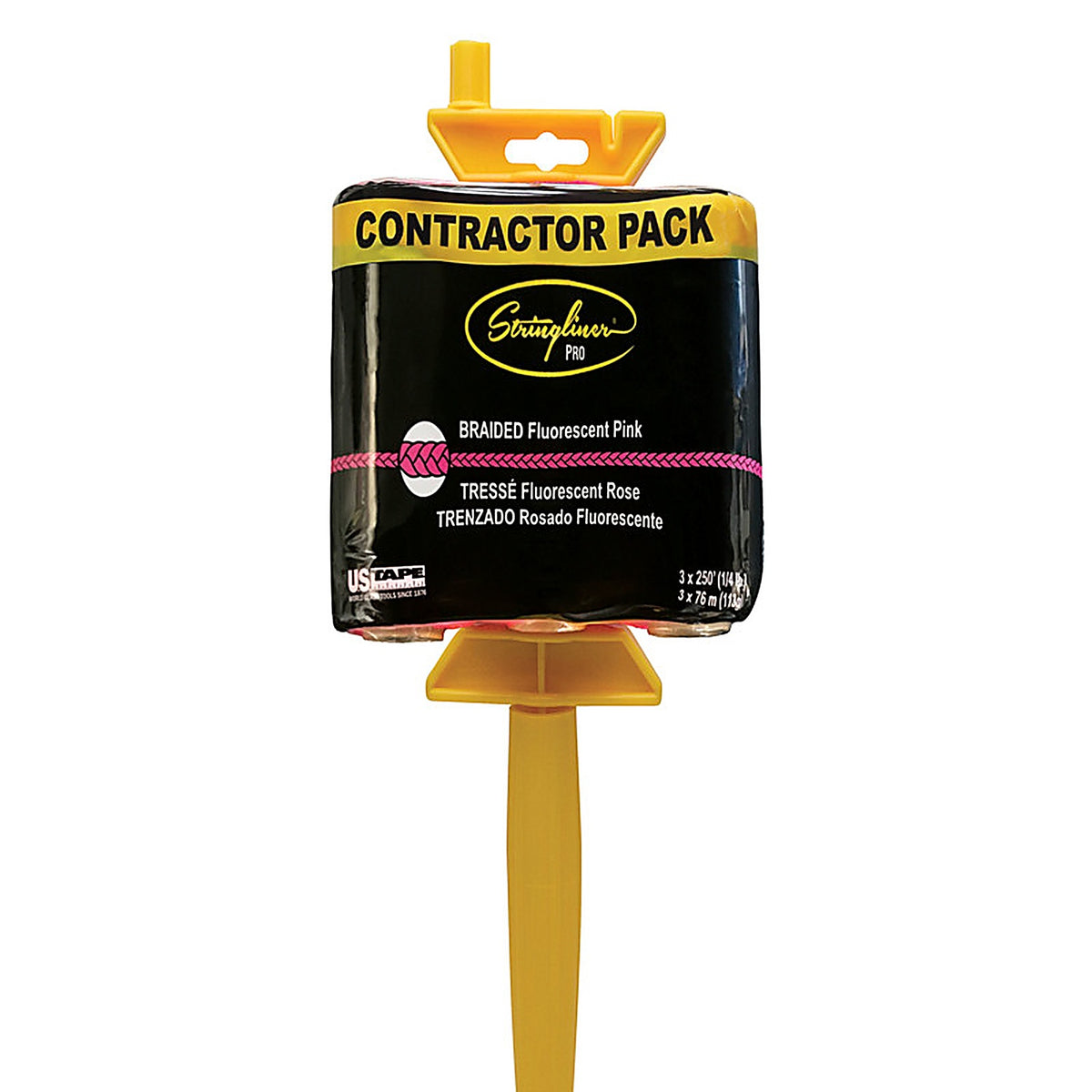 US Tape SL45162AC Stringliner PRO Mason's Line and Reel Contractor Pack 250 ft. Fluorescent Pink Fine Braided Line