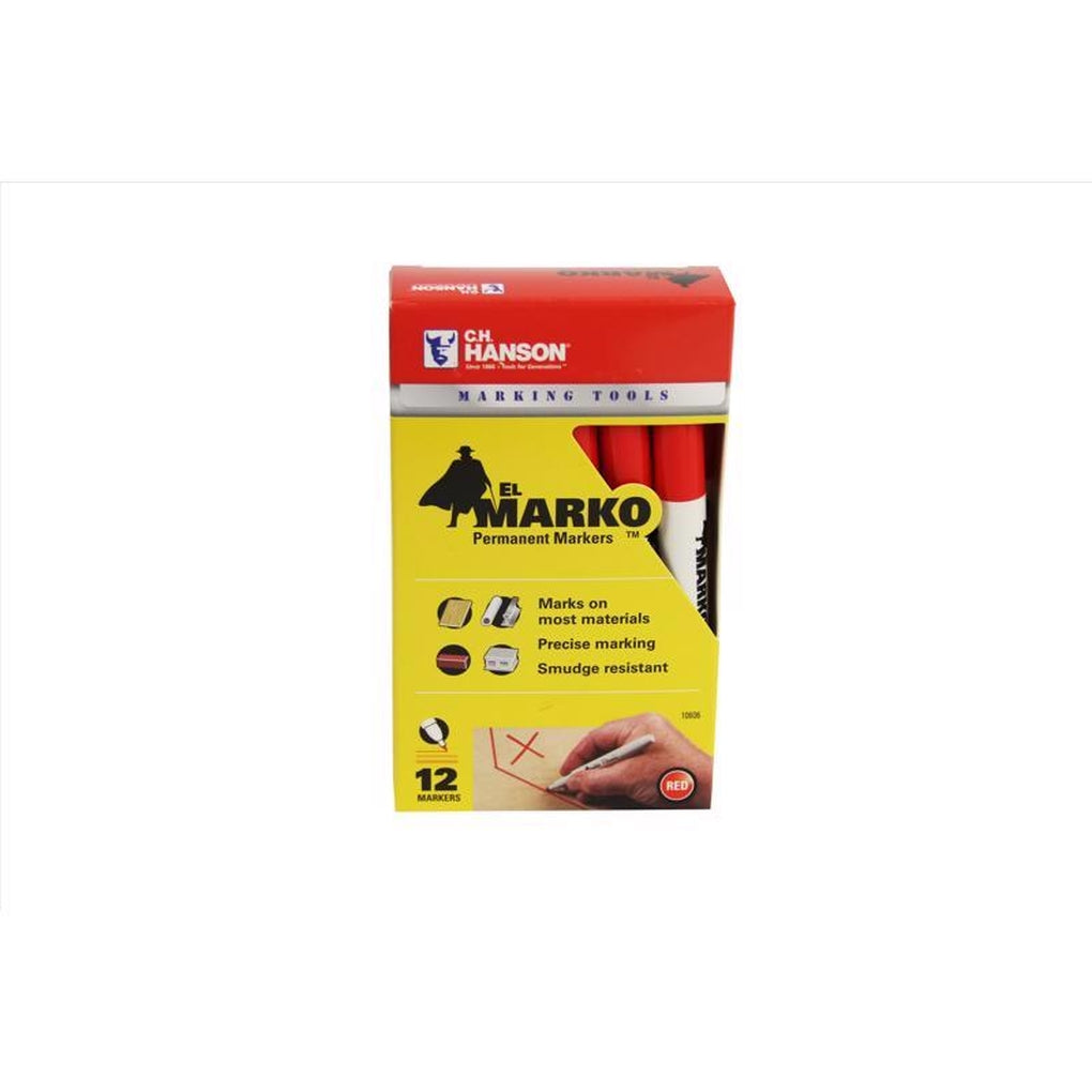 C.H. Hanson 10606 Sure Point Red Medium Tip Permanent Marker 1/Pack