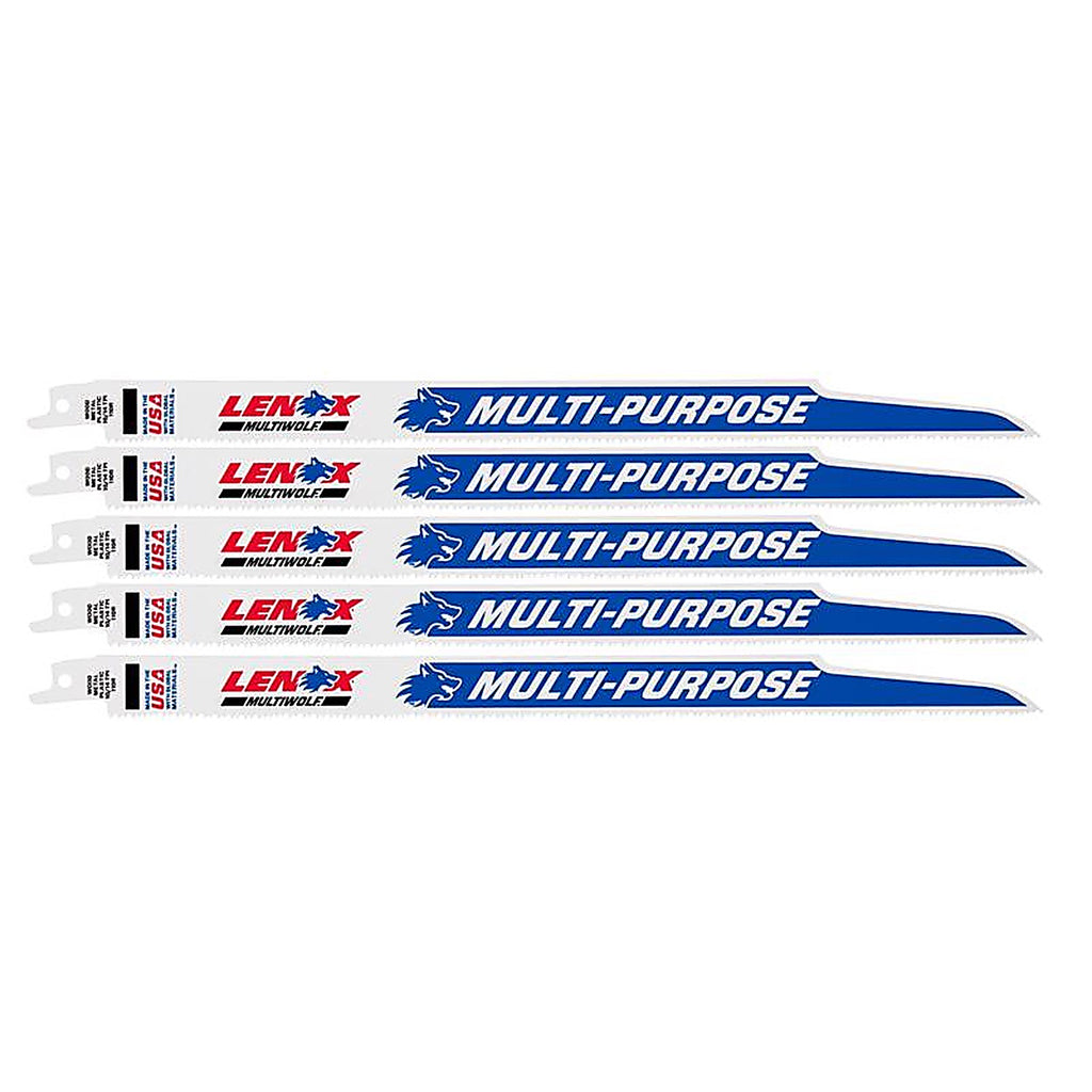 Lenox 20583110R 12 in. Bi-Metal Reciprocating Saw Blade 10/14 TPI 5/Pack