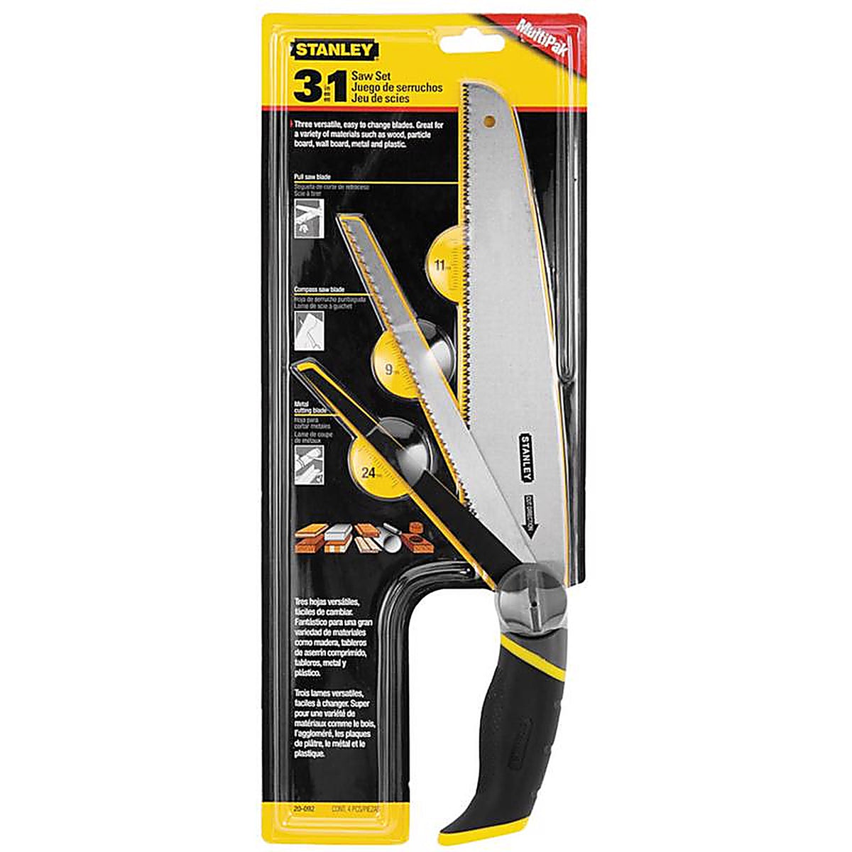 Stanley 20-092 Carbon Steel Multi-Use Saw 11, 9 and 24 TPI 1