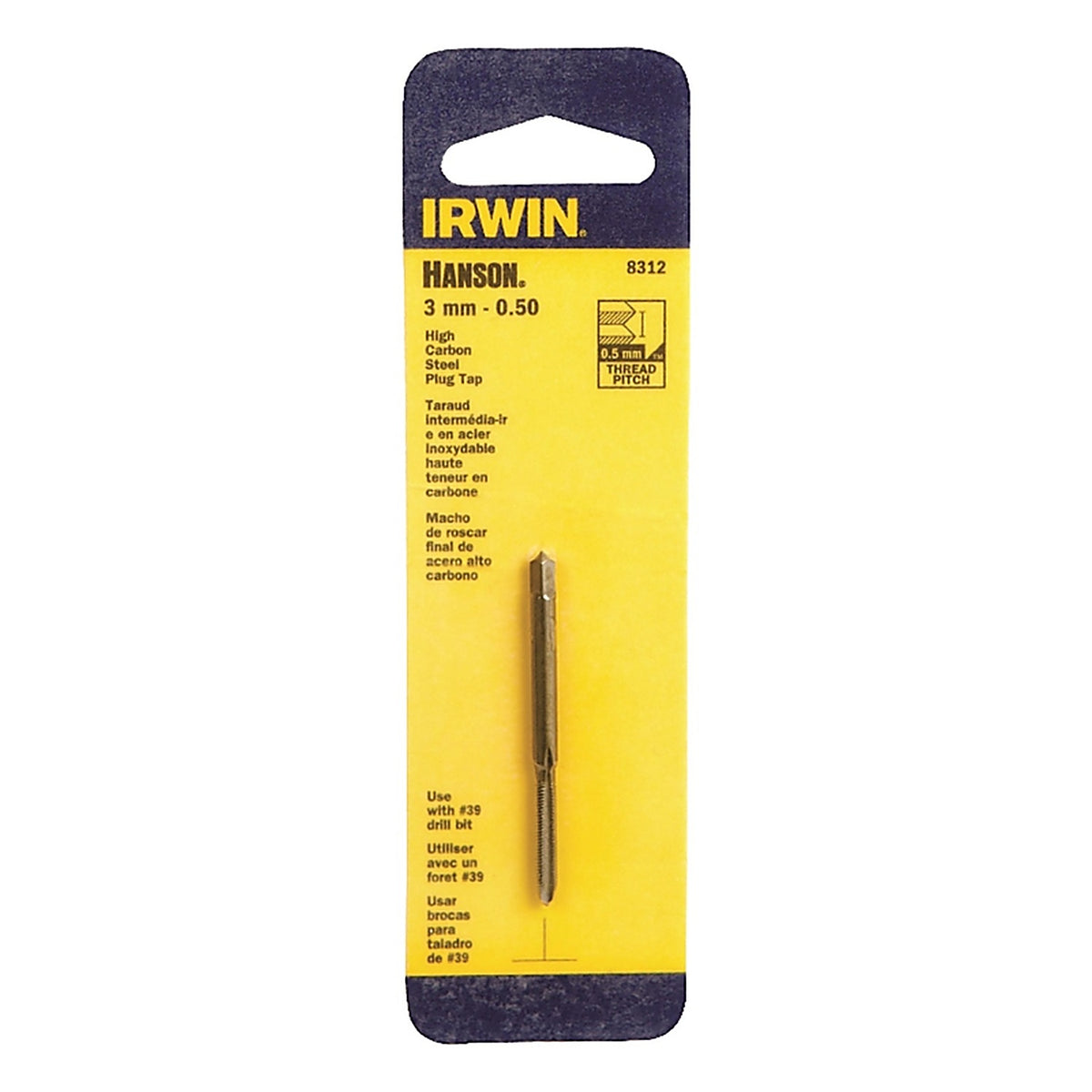 Irwin 8312 Hanson High Carbon Steel Metric Plug Tap 3mm-0.50 1/pc.