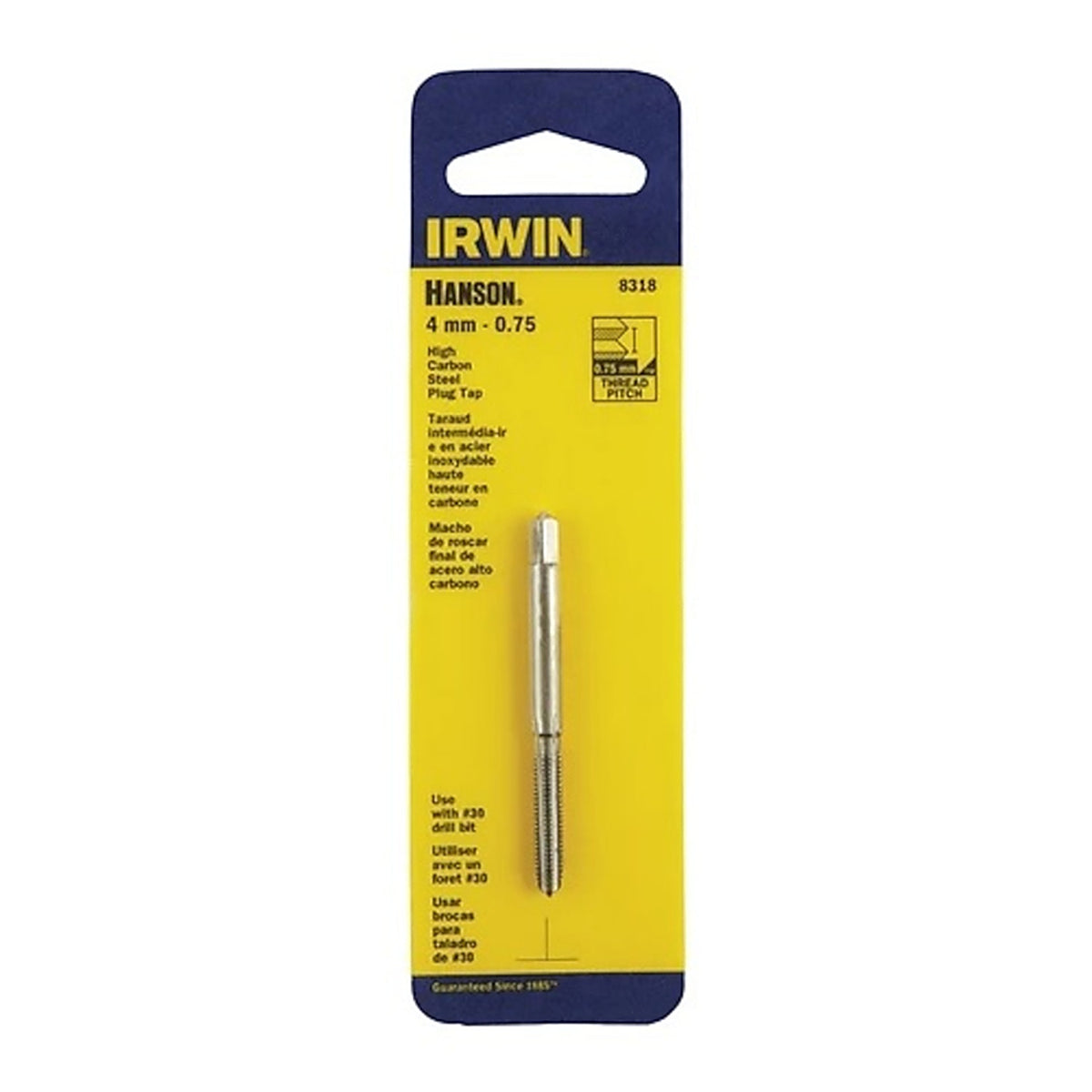 Irwin 8318 Hanson High Carbon Steel Metric Plug Tap 4mm-0.75 1/pc.
