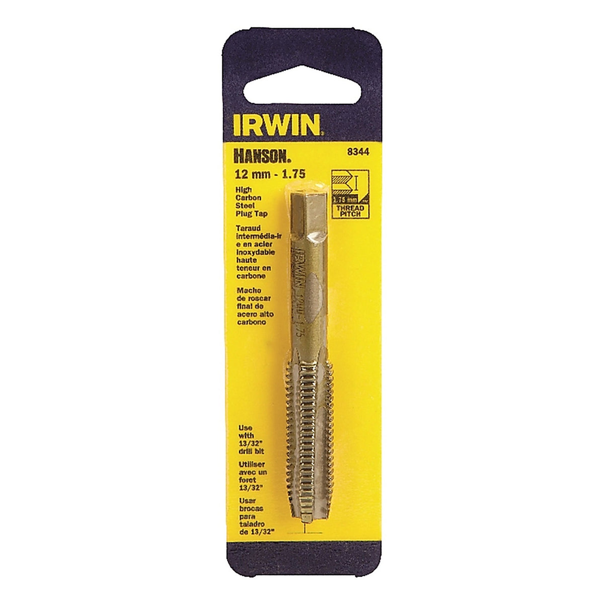 Irwin 8344ZR Hanson High Carbon Steel Metric Plug Tap 12mm-1.75 1/pc.