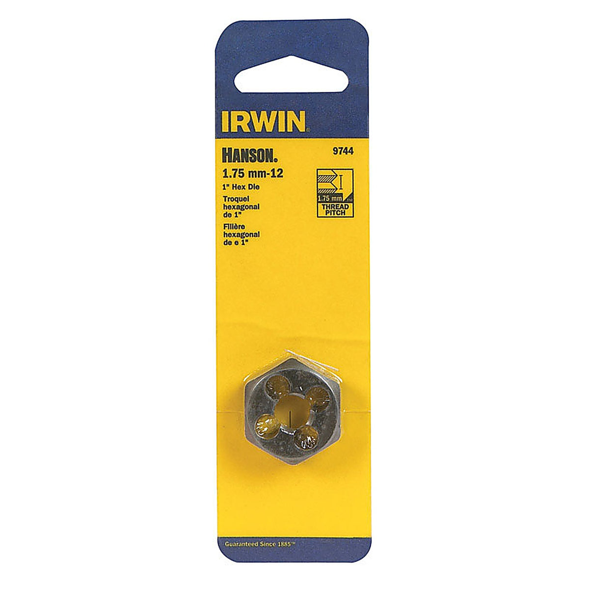 Irwin 9744 Hanson High Carbon Steel Metric Hexagon Die 12mm-1.75 1/pc.