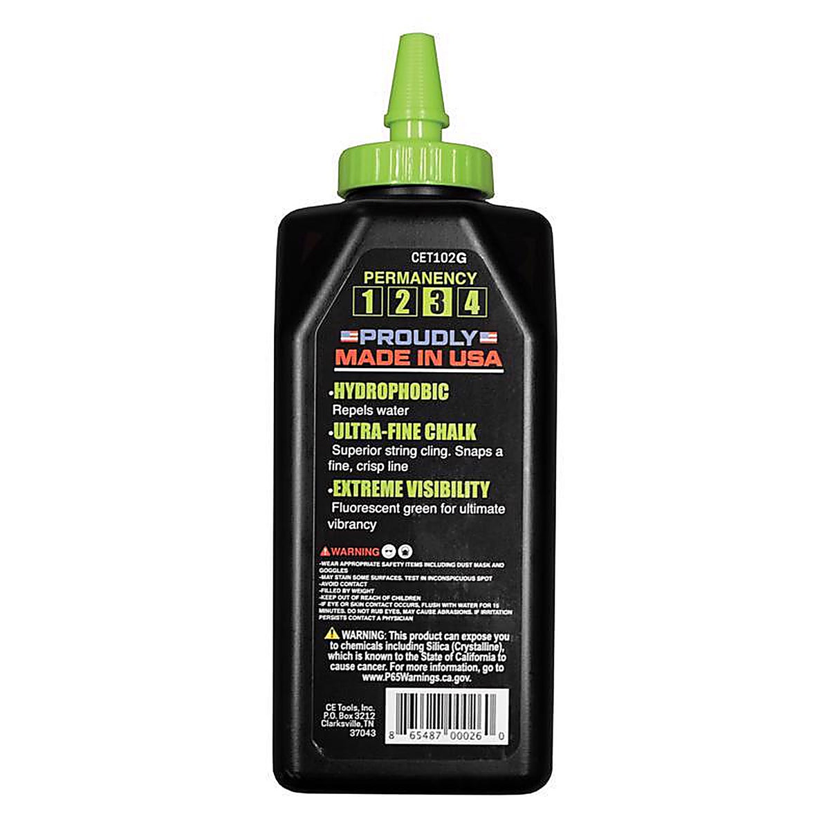 CE Tools CET102G Extreme Visibility 10 oz. Standard Marking Chalk Fluorescent Green 1/Pack