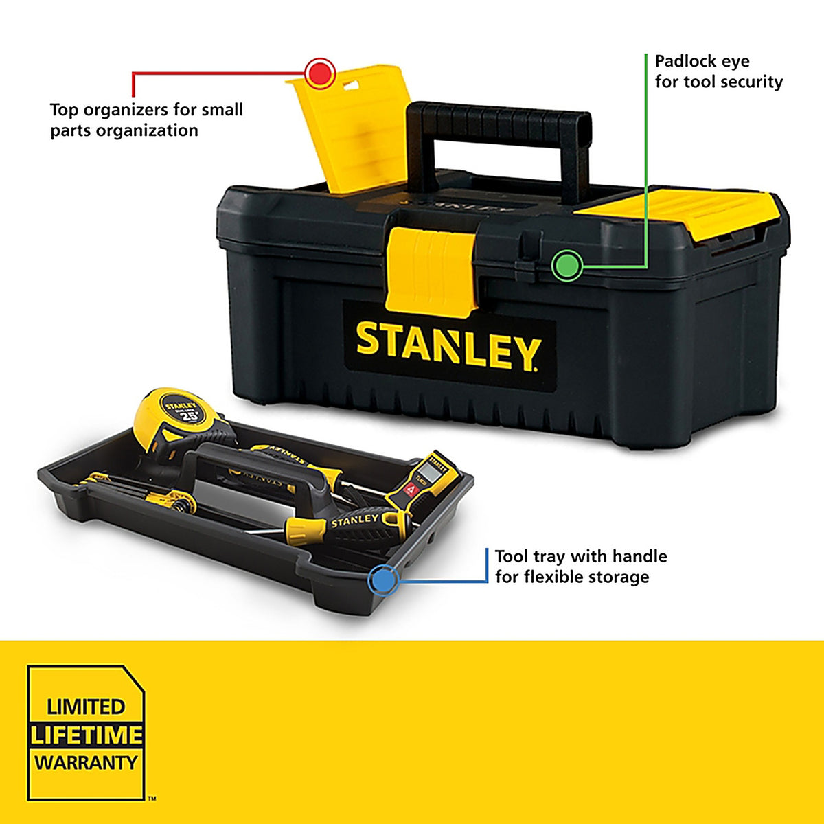 Stanley STST13331 Essential 12.5 in. Tool Box Black/Yellow