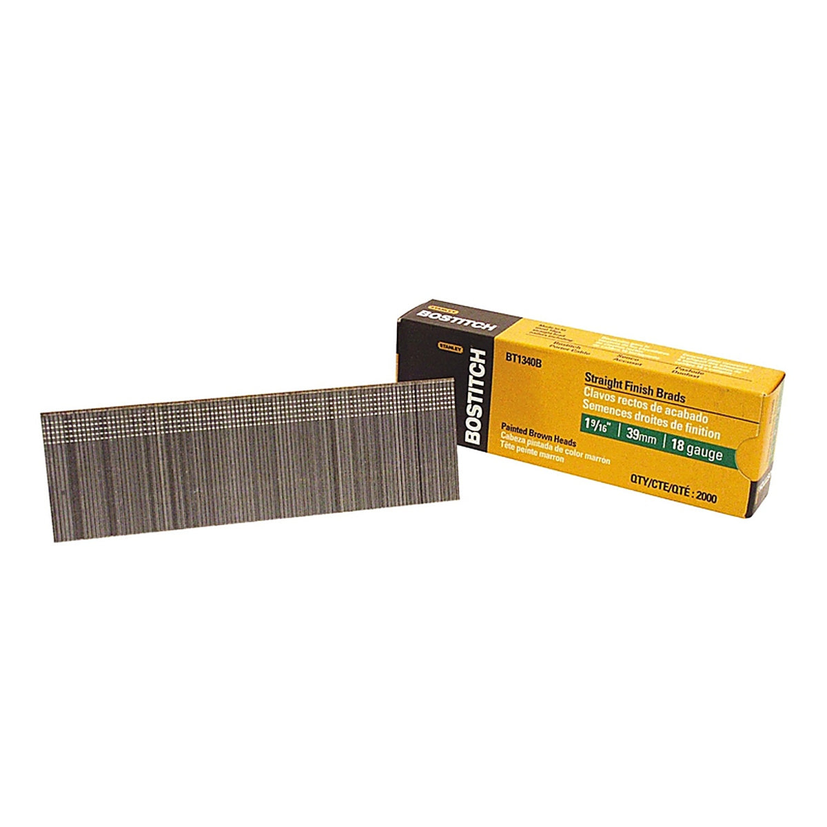 Stanley Bostitch BT1340B 1-9/16 in. 18 Ga. Straight Strip Brad Nails Smooth Shank 2000/Pack