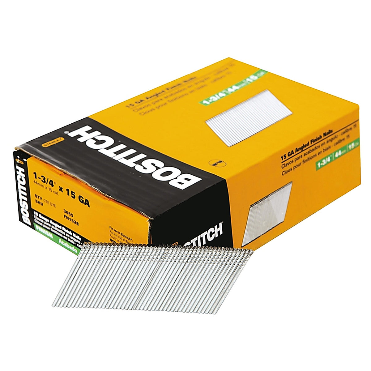 Stanley Bostitch FN1528 1-3/4 in. 15 Ga. Angled Strip Finish Nails Smooth Shank 3655/Pack