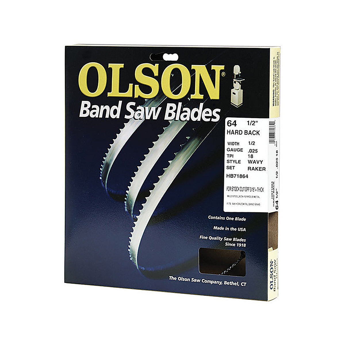 Olson Saw HB71864DB 64.5 in. L x 0.5 in. W x 0.03 in. thick Metal Band Saw Blade 18 TPI Wavy teeth 1/Pack