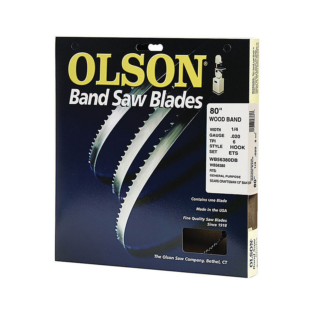 Olson Saw WB56380DB 80 in. L x 0.3 in. W x 0.02 in. thick Carbon Steel Band Saw Blade 6 TPI Skip teeth 1/Pack