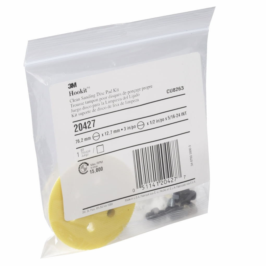 3M 20427 3" x 1/2" x 5/16" Thread Size Clean Sanding Disc Pad Kit