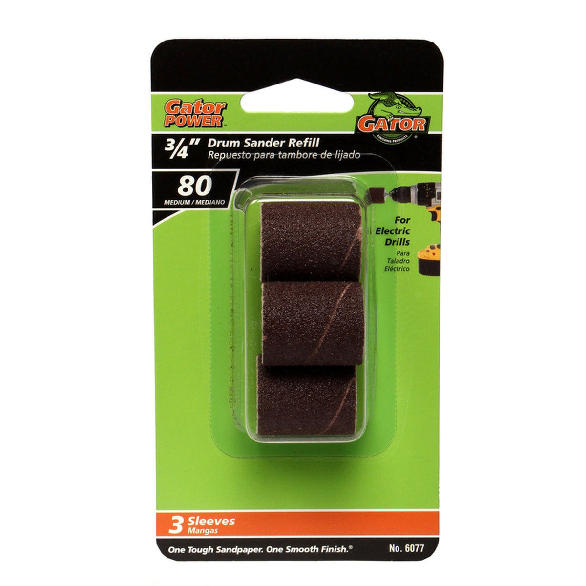 Gator 6077 0.5 in. Dia. x 3/4 in. L Aluminum Oxide Abrasive Sleeve Refill 80 Grit Medium 3/pc.