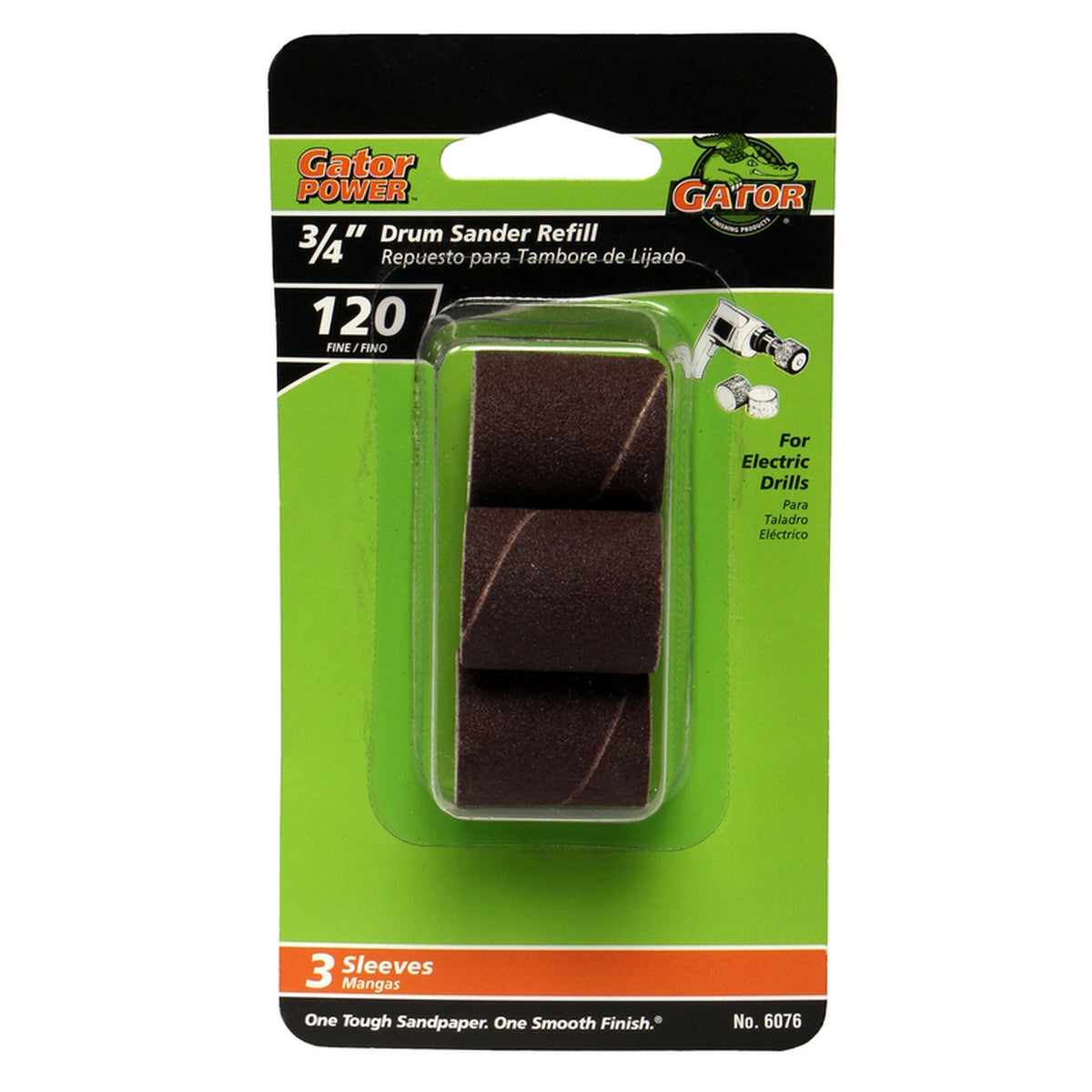 Gator 6076 3/4 in. Dia. x 3/4 in. L Aluminum Oxide Abrasive Sleeve Refill 120 Grit Fine 3/pc.