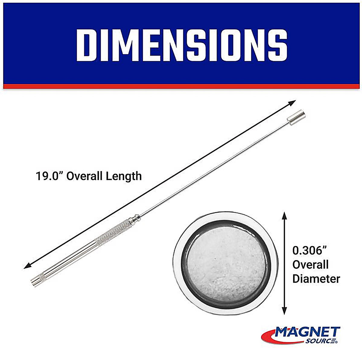 Master Magnetics 7229 The Magnet Source 19 in. Magnetic Pick Up Tool Bendable Retrieving Magnet 2 lb. pull