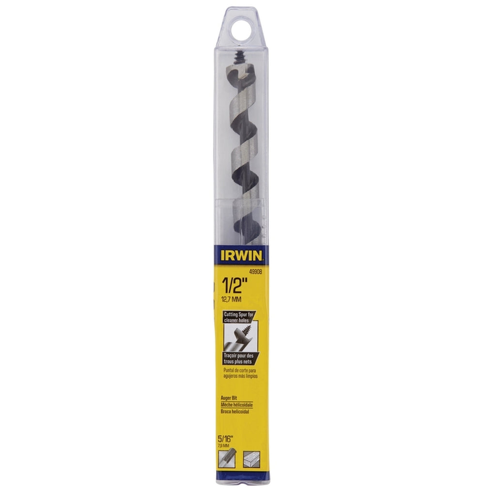 Irwin 49908 1/2 in. Dia. x 7.5 in. L Auger Bit Carbon Steel 1/pc.